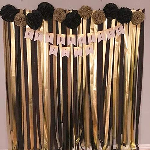 PartyWoo Gold Crepe Paper Streamers 6pcs 492 FT Silver Black Streamers - Image 2