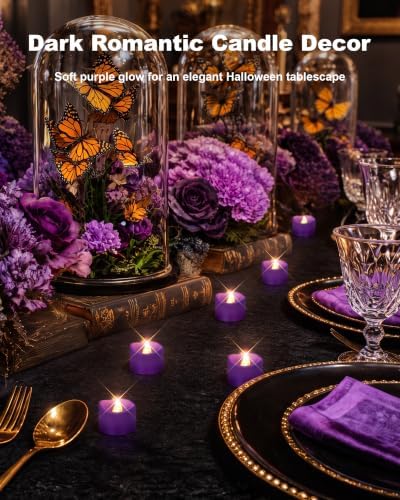 Homemory 12-Pack Purple Flameless Battery Tea Light Candles, 200+ Hours - Image 4