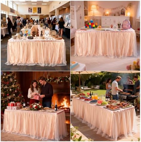 THARAHT Tulle Table Skirt 6FT 180CM Long for Rectangle Tables Round Tables Ruffle Desk Skirt for Princess Girls Birthday Party Cake Dessert Decorations Table Skirt - Image 7