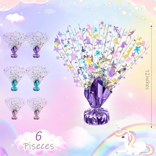 6 Pcs Unicorn Table Decorations Rainbow Table Centerpieces - Image 2