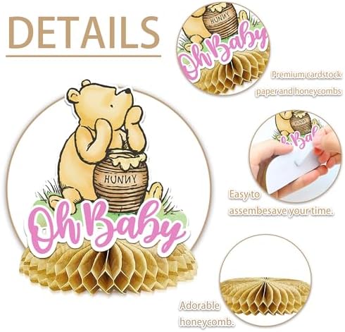 Winnie Centerpieces for Baby Shower Decorations Girls Table Centerpieces for Birthday Decorations 9Pcs - Image 2