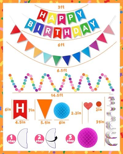 Happy Birthday Party Decorations for Women- Colorful Happy Birthday Banner - Image 3