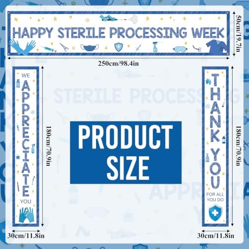 SmoothNovelty 3 Pcs Blue Sterile Processing Week Banner Blue - Image 2