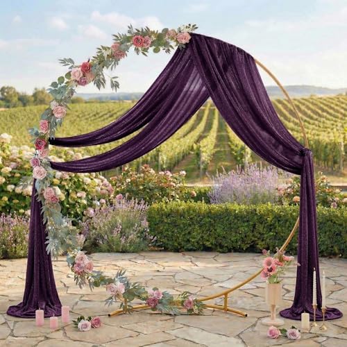 Pack of 1 Wedding Arch Drape Panel Fabric 30" x 30ft - Eggplant - Image 3