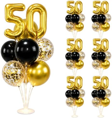 6 Set 50th Birthday Party Balloon Table Centerpieces with LED Light up by Unknown