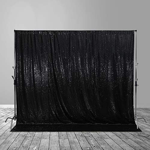 Juya Delight Black Sequin Backdrop, 8FTx8FT NO See-Through Photobooth Backdrop Curtains for Birthday, Party, Wedding Decoration by JuyaDelight