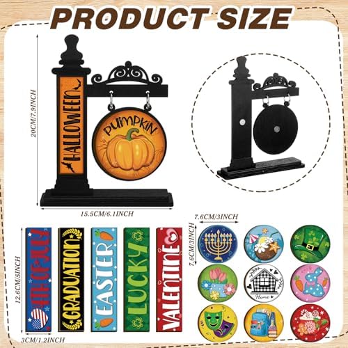 RattanView 41 Pcs Interchangeable Seasonal Wood Sign,Black - Image 2
