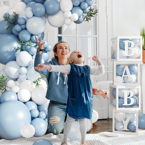 CROSSFINGERS Dusty Blue Balloon Baby Shower Decorations for Boy - Image 5