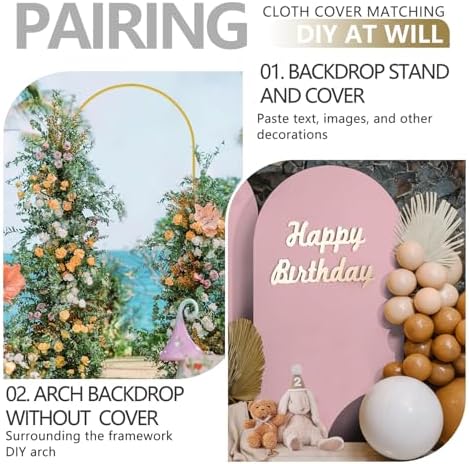 Arch Backdrop Stand and Cover Set, Metal Balloon Arch Backdrop 7.2ft, Gold Arched Stand Frame for Wedding, Parties,Birthday, Backdrop Decorations (Pale Pink,7.2ft) - Image 6