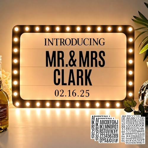 16IN Wedding Bottle Service Sign, Personalized Wedding Entrance Props Led Marquee Sign for Reception, Custom Light up Marquee Sign with Stickers for Bridal Engagement Anniversary Nightclub Gift by KiMineon