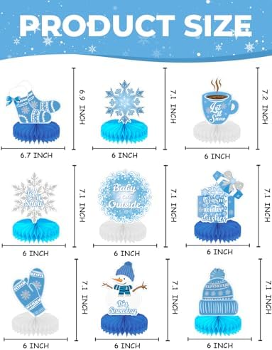 Winter Centerpieces for Table, 9Pcs Snowflake Table Decorations - Image 4