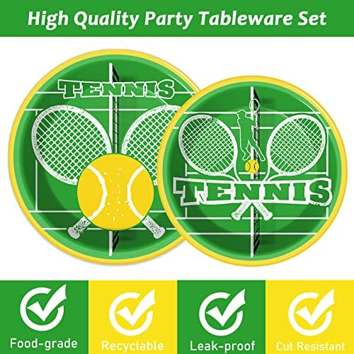 Wiooffen 96 Pcs Tennis Party Supplies for 24 Guests Tennis Ball Sports Games Party Decorations Softball Theme Party Tableware Set Include Paper Plates Napkins Forks - Image 3