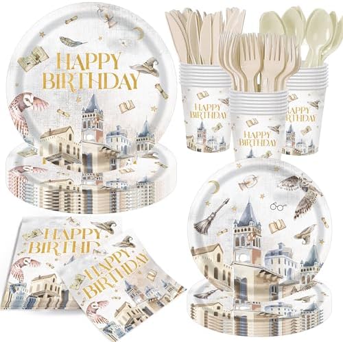 140PCS Birthday Party Supplies Decorations for Kids Boys Birthday Napkin Cups Disposable Tableware Set For 20 Guests by Tonytaparty