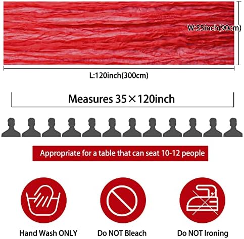 35x120 Inch Red Cheesecloth Table Runner Christmas Valentine Wedding Decor - Image 2