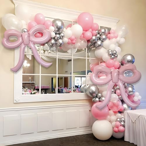 4 Pcs Light Pink Bow Balloons Bow Party Decorations for Girl Women Bow Birthday Decorations Giant Pastel Pink Bow Balloon for Graduation Baby Shower Bridal Wedding Decor Bachelorette Party Supplies - Image 6