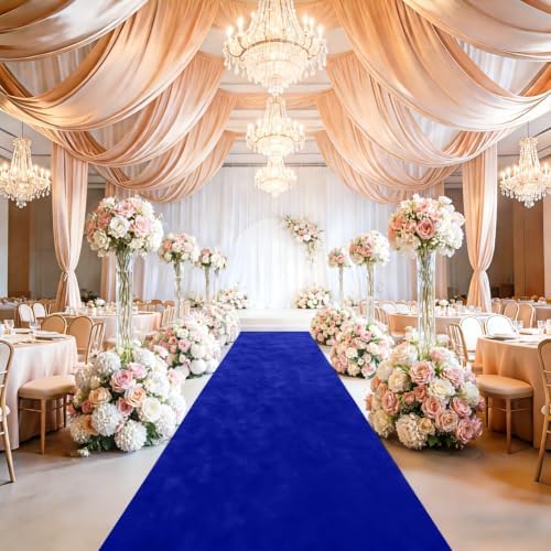 Blue Aisle Runner for Wedding Ceremony 48" x20FT Wedding Aisle Runners Royal Blue Velvet Runners Carpet Runner for Event Party Runner Floor Aisle Birthday Runway for Rug Walkway Prom Decorations - Image 3