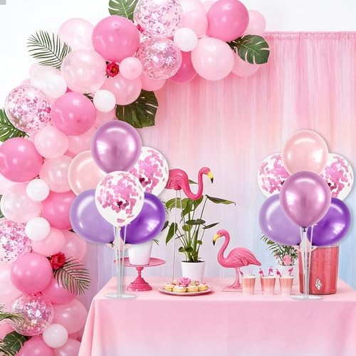 TONIFUL 4 Metallic Purple Pink Balloon Stand Balloon Centerpieces for Table - Image 6
