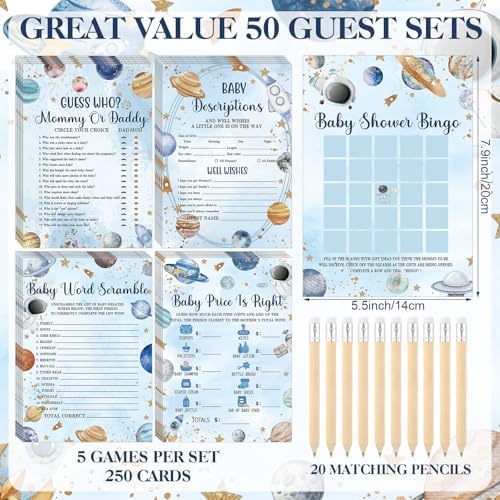 Patelai 321 Pcs Baby Shower Games Supplies, Space - Image 5