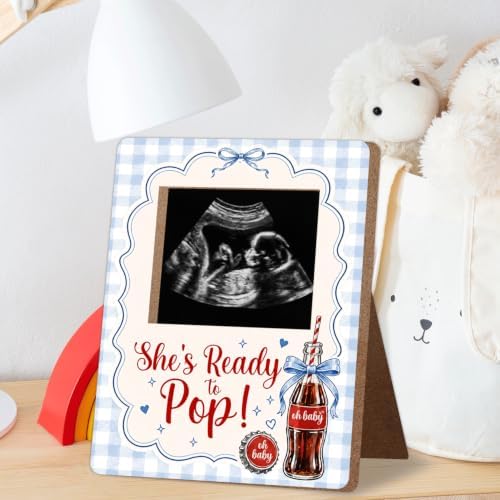 Blue Bow Retro Soda Fountain Baby Shower Decor Frame, She's Ready to Pop - Image 3