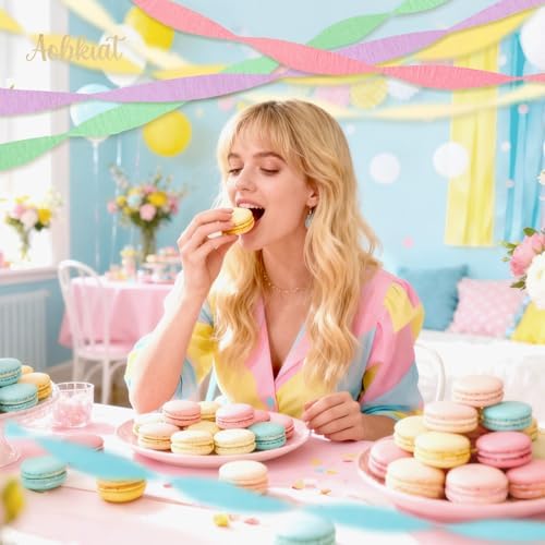 AOBKIAT Crepe Paper Streamers Party Decorations,6 Rolls Pastel Streamers - Image 3