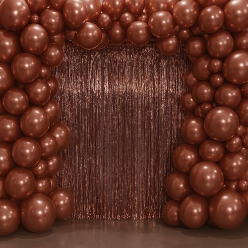 Voircoloria Brown Foil Fringe Backdrop Curtains, 3.3x6.6ft, 3pcs - Image 5