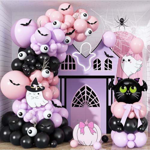 Pink Purple Halloween Balloon Arch Kit, Spooky One Birthday Decorations by Froova