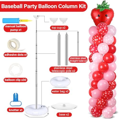 2 Sets Strawberry Balloon Column Stand Adjustable Strawberry Balloon Decor - Image 2