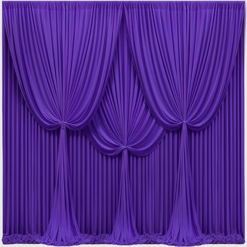 24x10FT Dark Purple Backdrop Curtains for Wedding Parties, Wrinkle Free Polyester Photography Backdrop Drapes for Baby Shower Birthday Parties Stage Background Stand Decorations 4x10ft,6 Panels by Partisky