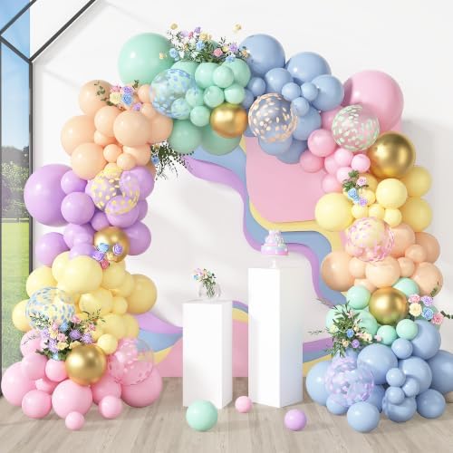Amandir 164PCS Pastel Rainbow Balloon Garland Kit - Image 2