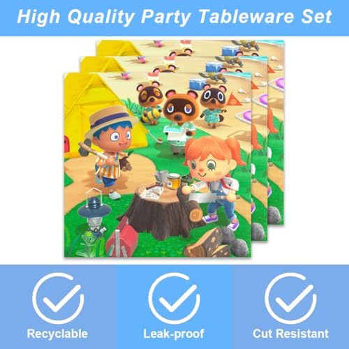 Animal-Crossing Party Supplies 40pck include 20 plates, 20 napkins for the Animal Crossing birthday party decoration - Image 3