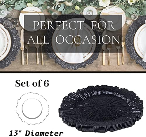MAONAME Black Charger Plates Set of 6, Reef Chargers for Dinner Plates - Image 4