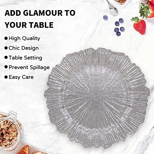 MAONAME Silver Charger Plates Set of 6, Reef Chargers for Dinner Plates - Image 4