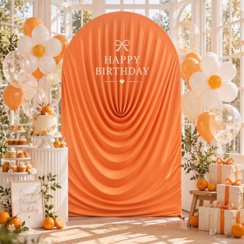 7.2FT Orange Draped Arch Cover, Ruched Ripple Arch Backdrop Cover - Image 2