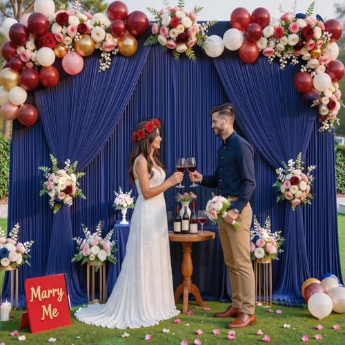 10x10ft Wrinkle Free Blue Backdrop Curtain for Parties - Image 2