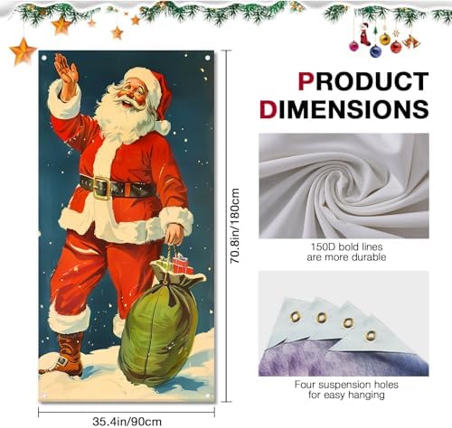 BlissYard Christmas Door Cover Santa Vintage 35x71 Inch Polyester - Image 6