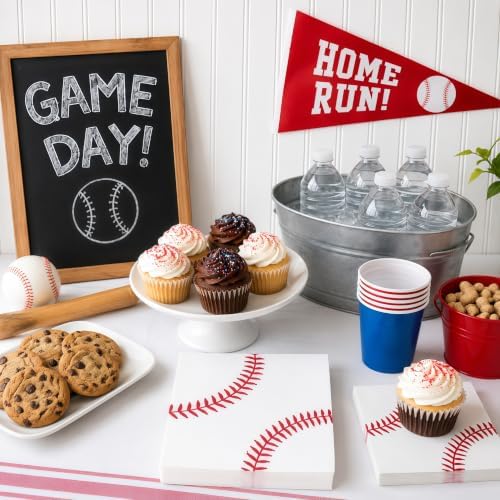 50PCS Baseball Napkins 13 x 13 Inches, Baseball Themed Paper Napkins Luncheon Dessert Cocktail Napkins Disposable for Kids Sports Birthday Party Decorations (Baseball) - Image 6
