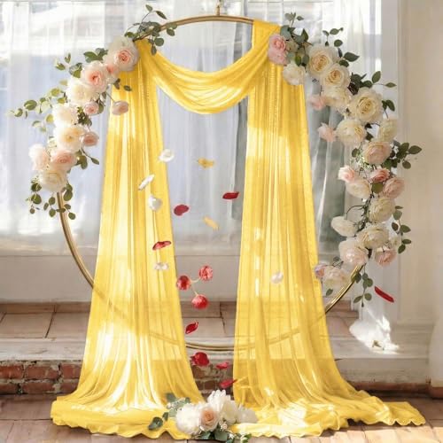 Pack of 1 Wedding Arch Drape Panel Fabric 30" x 50ft - Gold - Image 6