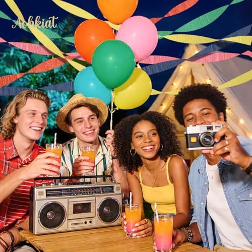 AOBKIAT Colorful Streamers Party Decorations,5 Rolls Vintage Rainbow Color - Image 2