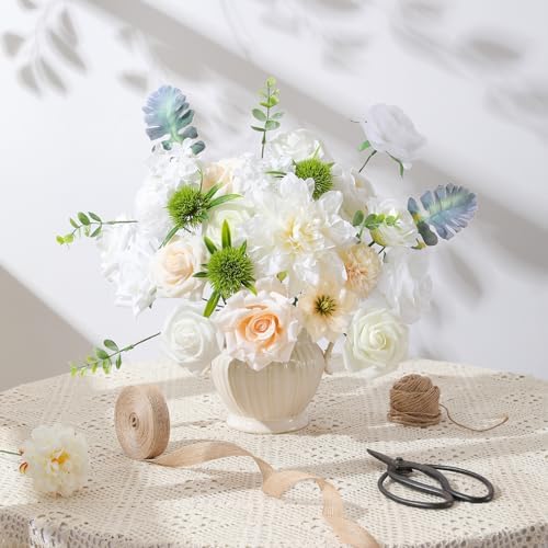 Floweroyal Artificial Flowers Fake Rose Flowers Dahlia with Stems for DIY Wedding Bridal Bouquets, Baby Shower, Floral Arrangement, Table Centerpieces, Home Decorations - Image 4
