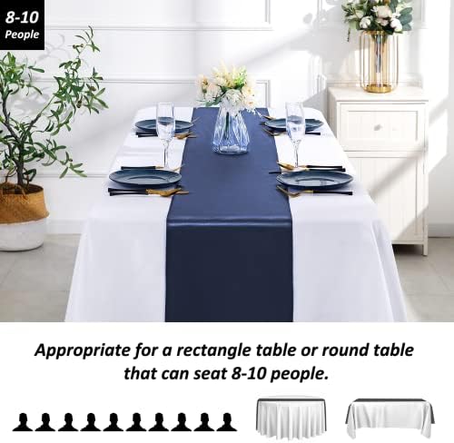 SiinvdaBZX 24 Pcs Navy Blue Satin Table Runner 12 x 108 inches Long - Image 3