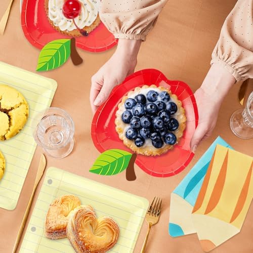 Apple Paper Plates with Napkins, Back to School Party Decorations Serves 25 - Image 6