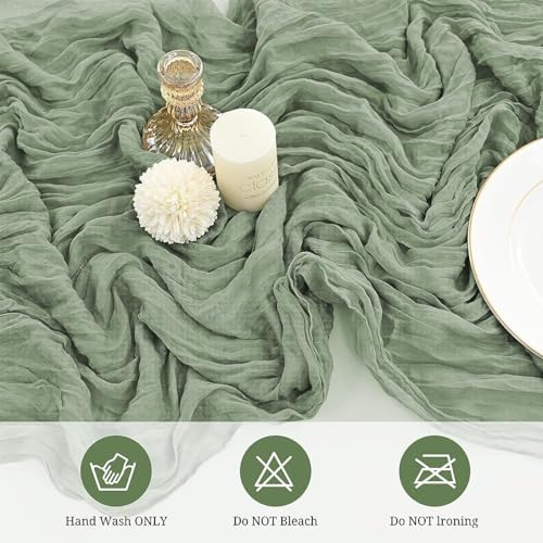 24 Pack Cheesecloth Table Runner, 35 x 120 Inch Boho Gauze Sage Green Table Runner 10ft Rustic Sheer Cheese Cloth Table Decor for Wedding Baby Bridal Shower Birthday Party Table Decoration - Image 4