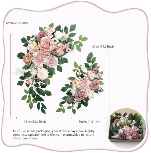 Odouzy Pack of 2 Wedding Arch, Artificial Flowers, Wedding Decor，Flower Garland Be Suited to Banquet, Party, Reception Entrance Welcome Sign and Background Decoration (Dusty Pink)… - Image 6