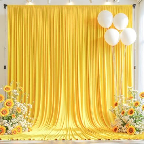 10x12ft Yellow Backdrop Curtain Panels for Parties - Wrinkle Free Polyester Photo Curtain Backdrop Wedding Back Drop Fabric Drapes for Party Decorations Background for Photography by WishCare