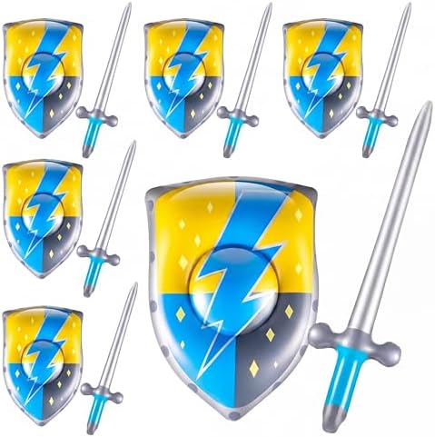 Poen 24 Pcs Inflatable Sword and Shield Medieval Knight Party,Lightning by Poen