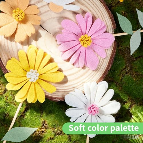 11 PCS Daisy Party Decorations with Wooden Base, Felt Flower Daisy - Image 4