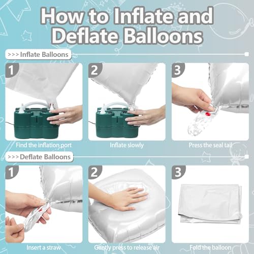NISOCY 25PCS Pearl White and Light Blue Square Foil Balloons Wall Backdrop - Image 3