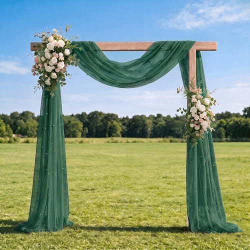 Artoid Mode 3-Pack Pearl Dark Green Gauze Table Runner 10FT Home Decor - Image 3