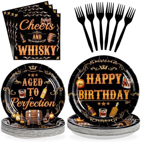 Grenciann 96 Pcs Whiskey Birthday Party Decorations for Men, Serves 24 by Grencian