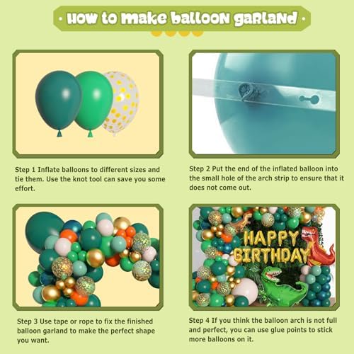 Amandir 165Pcs Dinosaur Balloons Arch Garland Kit Dino Birthday Decorations - Image 4
